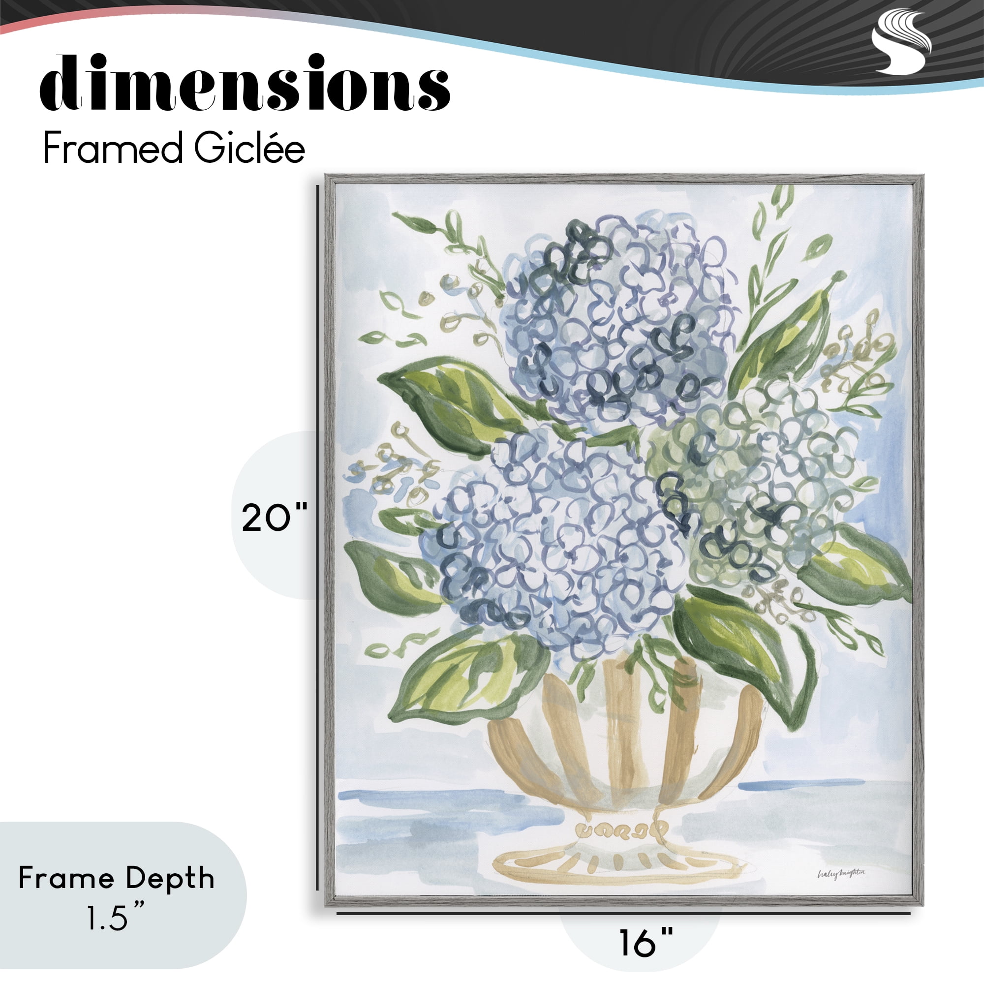 Stupell Industries Serena Pastel Hydrangea Bouquet Gray Framed Giclee Art, design by Haley Knighten