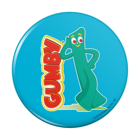 Gumby Leaning on Logo Kitchen Refrigerator Locker Button Magnet