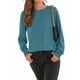 thumbnail image 3 of Blusas de Larga para Mujer, con Cuello Redondo Plisado, Informales, de Negocios, Ropa de Moda. Azul y Verde S, 3 of 6