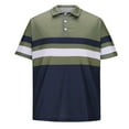 thumbnail image 2 of pstuiky Mangas cortas para hombre, Blusa informal de manga corta con cuello vuelto y botones con costuras a rayas para hombre camisas casuales para hombre m, 2 of 5