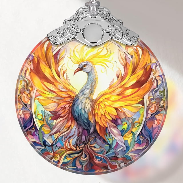 Vidriera Ornament Touber Phoenix con alas de 7,5 x 9 cm