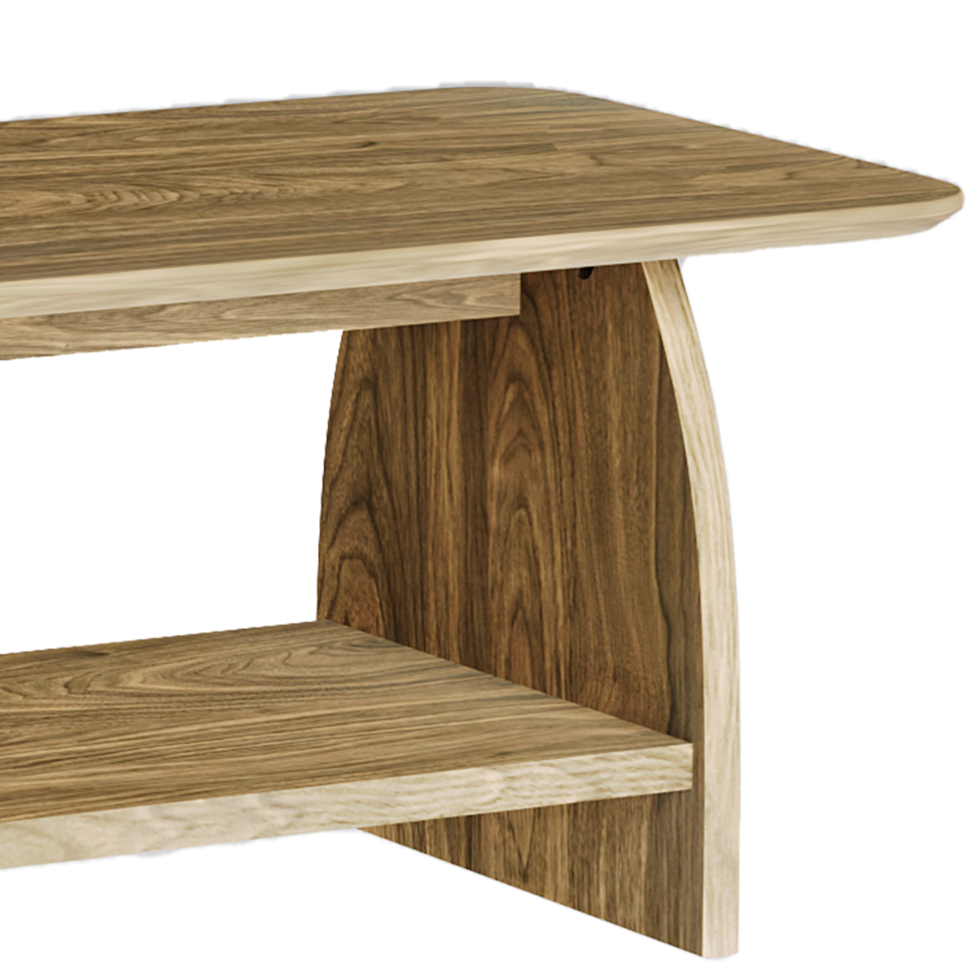 47" Modern Double Layer Rectangular MDF Coffee Table Rounded Corners Storage for Living Room Yellow