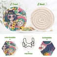 thumbnail image 4 of Girl Cat Graffiti 6 Pcs Drink Coasters with Holder Absorbent Coasters Woven Coasters for Drinks Table Desk Protection Home Decor, 4 of 7