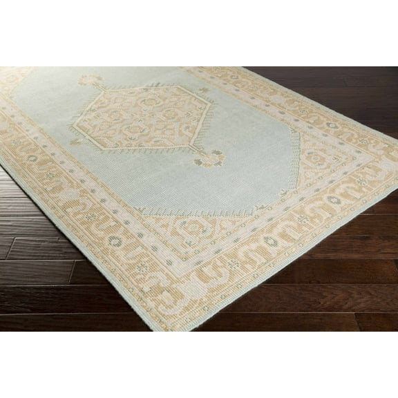 Hauteloom Carpio Wool Living Room, Bedroom Area Rug - Traditional - Light Sage, Light Brown, Beige - 5'6" x 8'6"