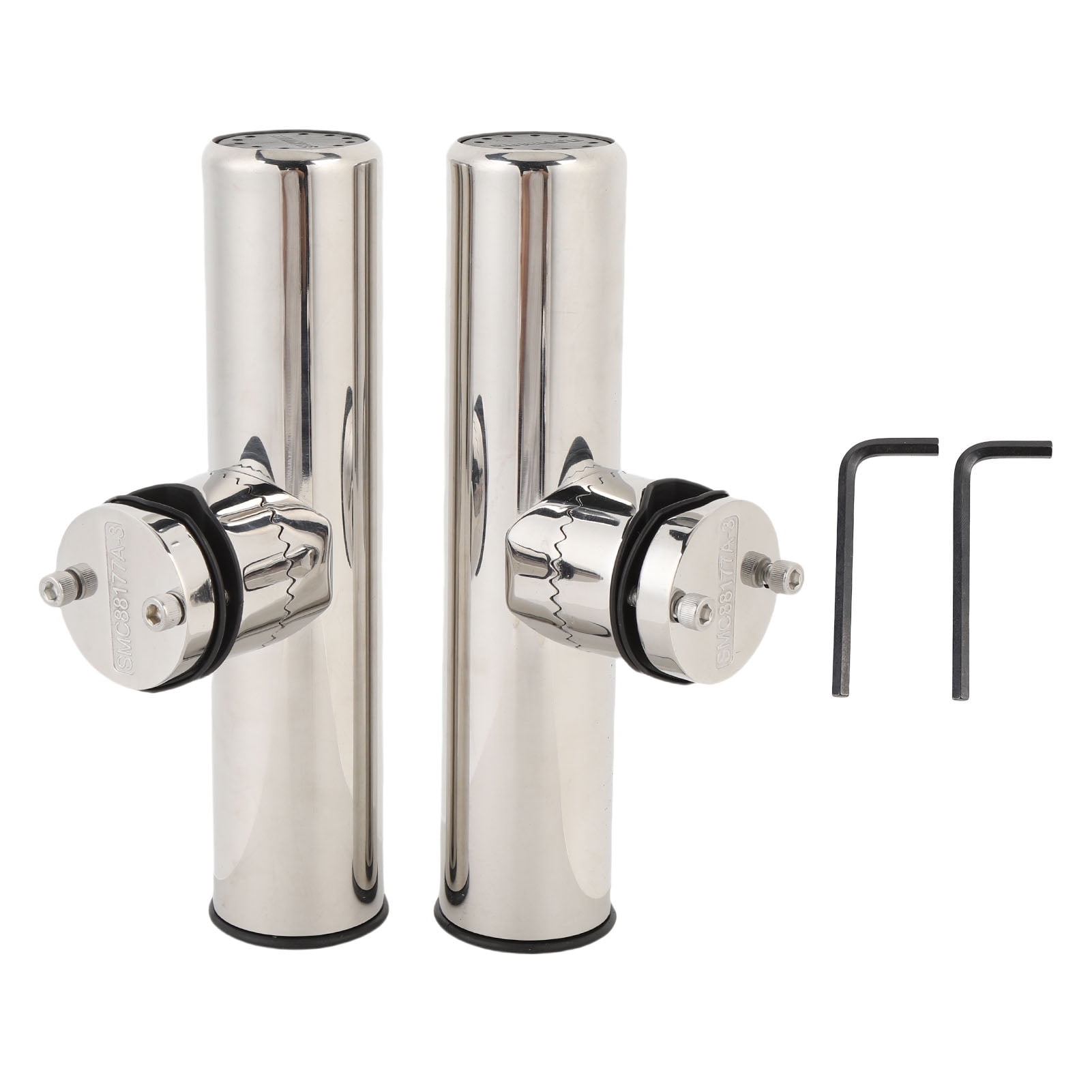 Aestri 2-Piece Tournament Style 316 Stainless Steel Clamp-On Boat Fishing Rod Holders for Vertical or Horizontal Rail Mounts 1-1/8 to 1-1/4 Inches