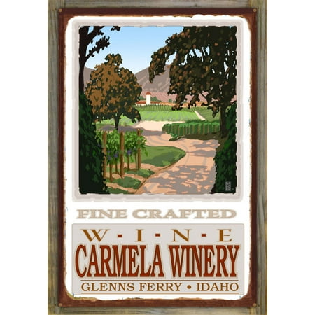 Pottery Barn Wall Wine Rack Carmela Winery Fine Wine Field Rustic Metal Print on Reclaimed Barn Wood by Mike Rangner (24