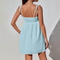 thumbnail image 5 of VEKDONE Mini Dresses for Women Loose Fit Spaghetti Strap Bow Babydoll Dress Summer Casual Vacation Flowy Beach Short Sundress Light Blue S, 5 of 7