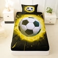 thumbnail image 3 of Erosebridal Boys Ball Sport Twin Sheet Sets For Soccer Boys,Yellow Black Bedding 3pcs, 3 of 6