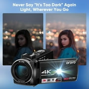 ORDRO 4K 30FPS Video Camera 64MP Photo 3” 270° Screen Digital Camcorder for Vlogging Youtube