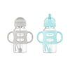 Dr. Brown's Milestones Wide-Neck Sippy Straw Bottle with Handles, 9oz/270ml, Gray/Green, 6m+, 2 Pack
