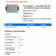 thumbnail image 2 of Front Radiator 1 - Compatible with 2014 - 2016 BMW 428i Base 2.0L 4-Cylinder 2015, 2 of 2