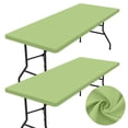 thumbnail image 1 of Mantel rectangular Homing, mesa plegable de 6 pies, paquete de 2, color verde salvia, 1 of 9