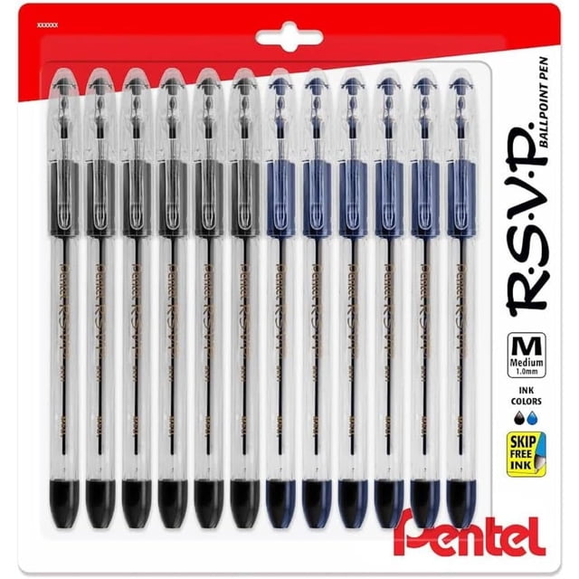 Bolígrafos Pentel RSVP Punta Media 1.0 mm Paquete de 12