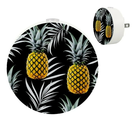

LED Night Light Lamp with Smart Sensor Dusk to Dawn Sensor 2-Pack for Bedroom Bathroom Hallway White 0.5W Plug-in Tropical Leaf Pineapple