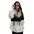 thumbnail image 5 of Posijego Womens Fleece Fuzzy Sweatshirt Half Zip Color Block Long Sleeve Hoodie Women's Plus Pullover Top, 5 of 6