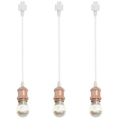 

Kiven Anti Glare H-Type Track Lighting Pendants 3-Light h Track Pendant Lights Industrial H Track Light Pedant for Kitchen Restaurant Hallway Rose Gold