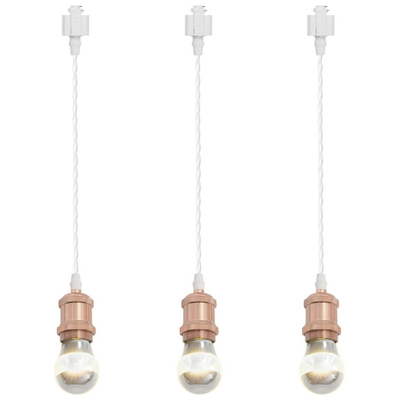 Kiven Anti Glare H-Type Track Lighting Pendants, 3-Light h Track Pendant Lights, Industrial H Track Light Pedant for Kitchen Restaurant Hallway, Rose Gold