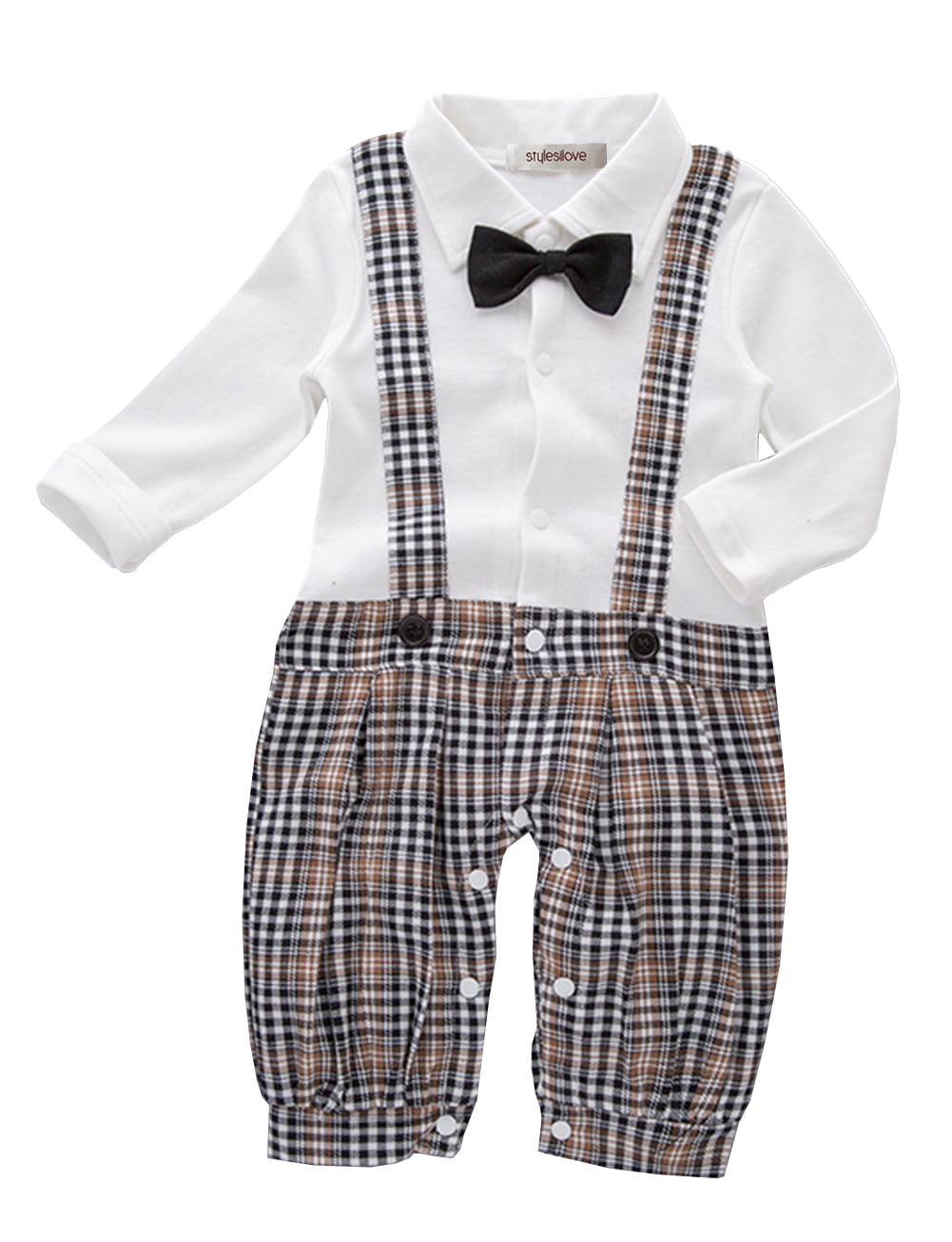 StylesILove Baby Boy Short Sleeve Glossy Lapel Tuxedo Onesie 95/18-24 Months, Grey 