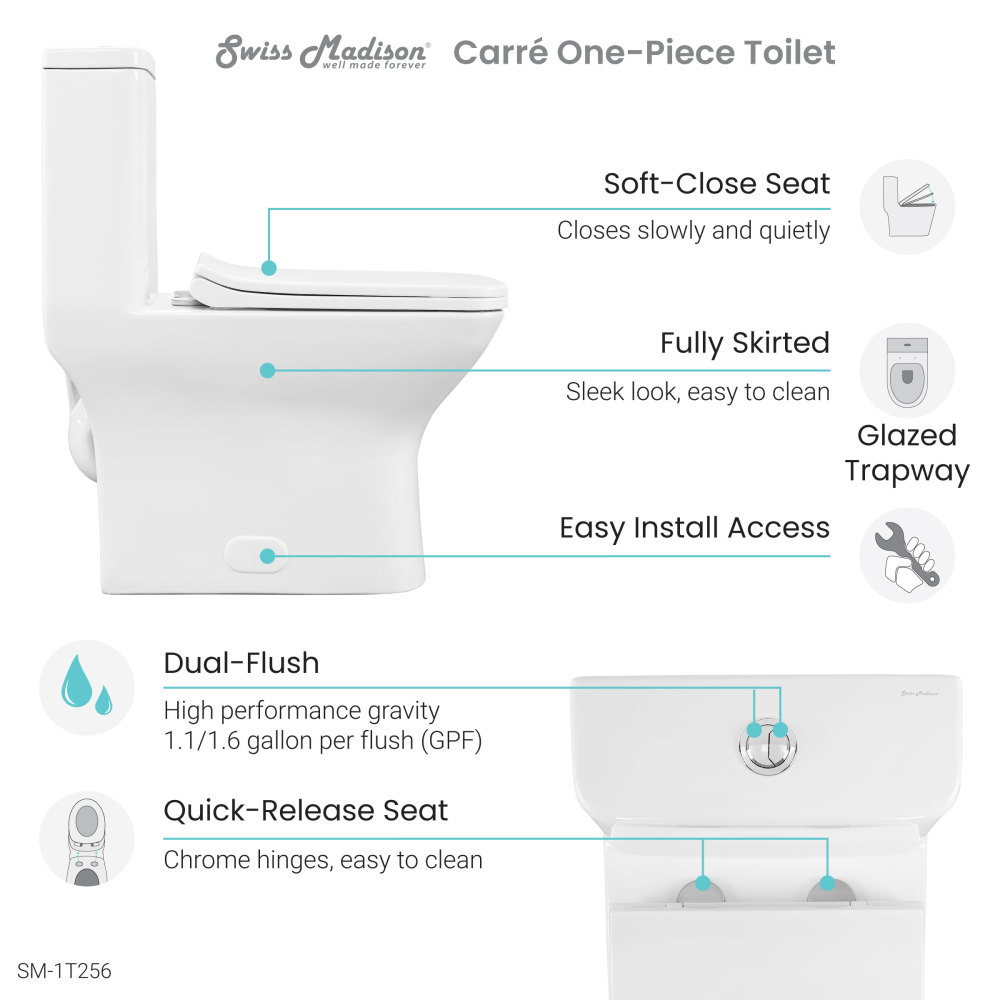 Carre One-Piece Square Toilet Dual-Flush 1.1/1.6 gpf - image 8 of 15