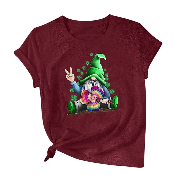 Babysbule Chemises à Rabais pour Femmes Décontractées Imprimé Graphique de la Saint-Patrick Hauts en Coton Col Rond Manches Courtes Blouse Offres