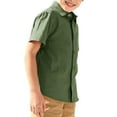 thumbnail image 4 of Short Sleeve Solid Color Boys Casual Button Blouse Kids Children Lapel Cotton Tops with Pocket for 5-14 Years, 4 of 6