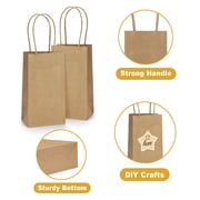 BagDream 50 Pack Mini Brown Gift Bags with Handles Kraft Paper Bag for Party Favors, Wedding, Retails, Birthday, Baby Showers, 3.5x2.4x6.7 inches