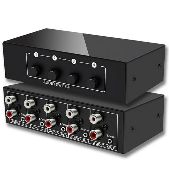 3.5mm Aux   L/R Bi-Directional Stereo Audio Switch 4 in 1 Out A/B Analog Switcher Selector