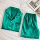 thumbnail image 5 of Conjunto de pijama de seda para mujer: top de satén con botones y pantalones cortos, ropa de estar por casa suave, ideal para las noches de verano y para relajarse de forma informal., 5 of 7