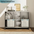 thumbnail image 6 of Bestier Farmhouse Buffet Sideboard Kitchen Table with Sliding Door Grey, 6 of 7