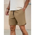 thumbnail image 3 of Iceglad Mens Athletic Shorts Elastic Drawstring 7in Inseam Stretch Waffle Running Gym Khaki S, 3 of 9