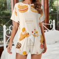 thumbnail image 2 of Cartoon Cake Women's Ruffle Short Sleeve Tops And Shorts Cute Peeps Bunny Pajamas Sets, 2 of 7