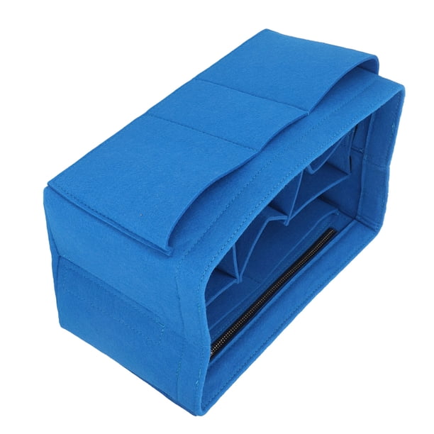 Estuche Con Inserción De Fieltro, Bolsa Con Inserción De Fieltro Azul, Cremallera De Múltiples Compartimentos Para Artículos De Tocador Para Viajes