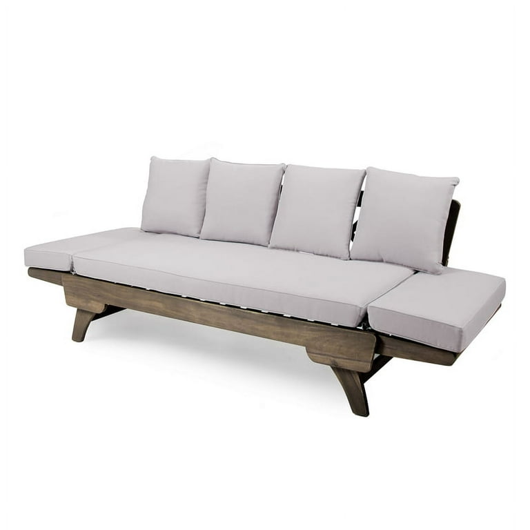 Noble House Ottavio Outdoor Expandable Daybed with Cushions in Light Gray Walmart