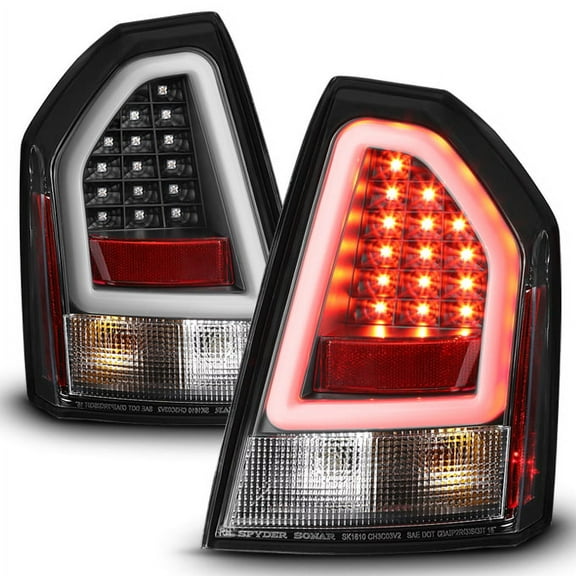 AKKON - For 08 09 10 Chrysler 300C SRT8 Black Bezel LED Parking Light Tube Tail Brake Light Lamps Assembly