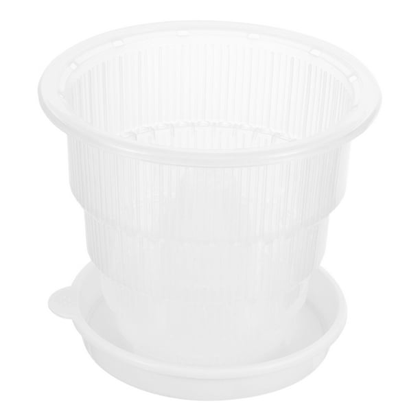 BRIGHTFUFU 1 juego de macetas pequeñas para orquídeas, macetas de plástico transparente con bandeja.