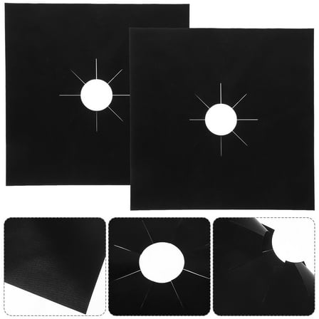 HAKIDZEL Stove Burner Liners Black Fiberglass 4Pcs Square