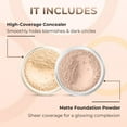 thumbnail image 2 of FOUNDATION & CONCEALER DUO (LIGHT & LIGHT CONCEALER) Mineral Makeup Kit Full Size Set Matte Bare Face Sheer Powder Cover, 2 of 5