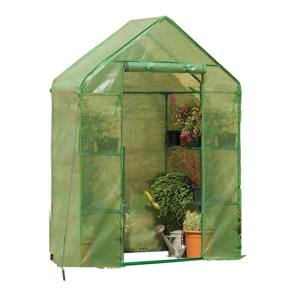 Gardman Walk In Greenhouse with 2 Tier Shelving Unit and Zippered Door