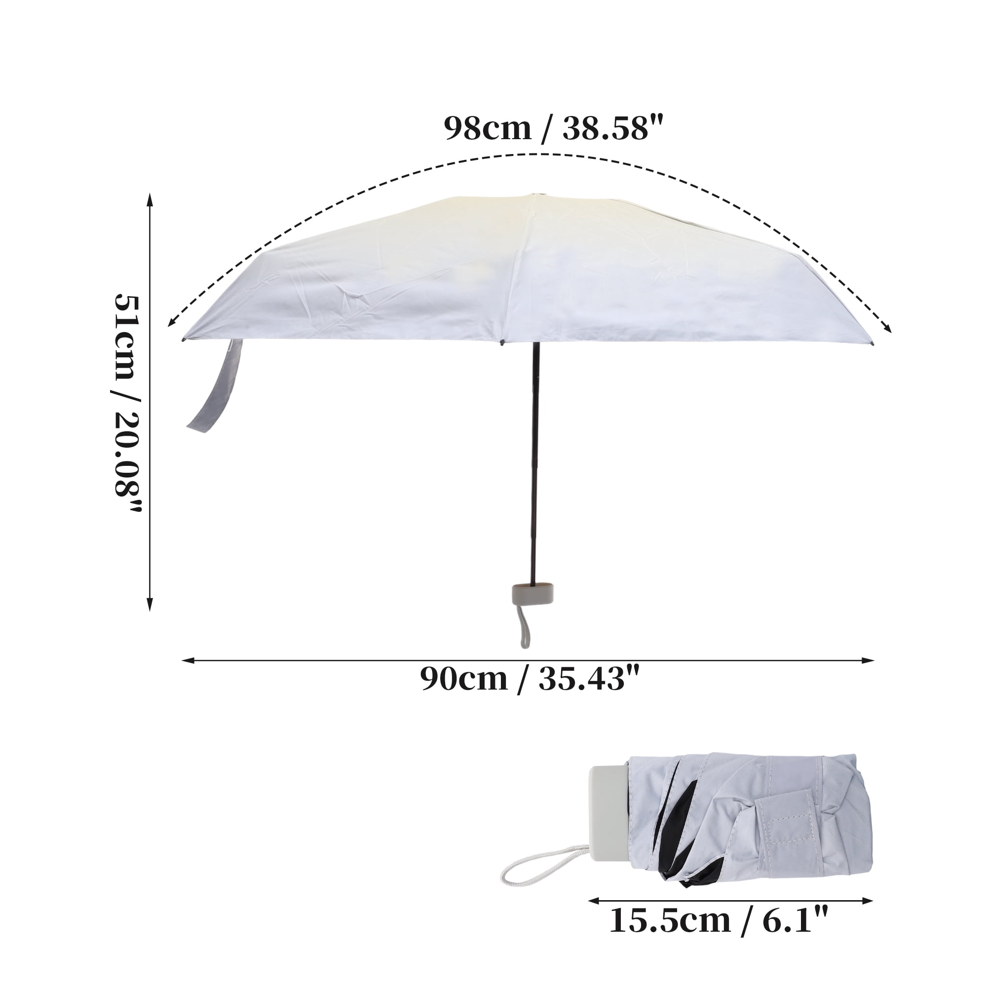 Unique Bargains Lightweight Mini Compact Windproof Folding Umbrella Beige [Flat Handle]