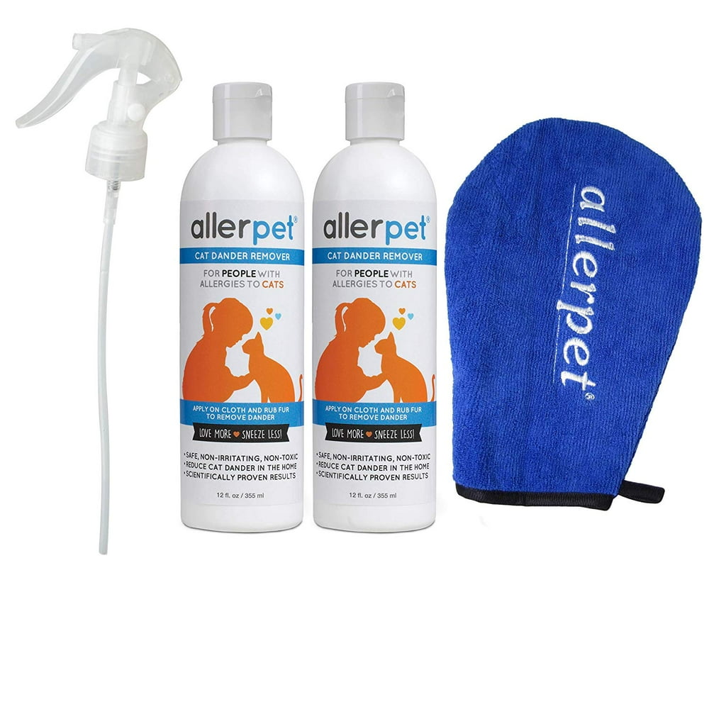 2 Pack Allerpet Cat Dander Remover with Bonus Solution Application Mitt