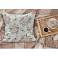 thumbnail image 2 of Shabby Flora Fluffy Throw Pillow Cushion Cover, Peonies Peas Roses Bouquet Butterflies Pastel Tones Bridal Theme, Decorative Square Accent Pillow Case, 26" x 26", Pale Pink Green, by Ambesonne, 2 of 5