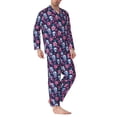 thumbnail image 2 of Naloa funny Skull daisy flower Men’s Pajamas Set - Long Sleeve Button Down Sleep Shirt and Pajama Bottoms Sleepwear Set-XX-Large, 2 of 7