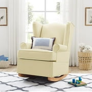 Angle View: Baby Relax Wainwright Wingback Convertible Rocker Chair, Ivory Linen