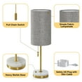 thumbnail image 4 of NATYSWAN Minimalist Table Lamp Set of 2, Nightstand Lamp for Bedroom Living Room, Modern Pull Chain Bedside Lamp with Marble Base, Fabric Shade, Small Desk Lamp for Home, Office, Reading,Grey, 4 of 7