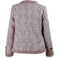 thumbnail image 2 of Chouyatou Women's Elegant Open Front Round Neck Fringed Plaid Checkered Tweed Jacket Fashion Casual Plaid Outerwear(X-Large,Pink), 2 of 3