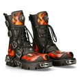 thumbnail image 2 of New Rock 107-S1 Black/Red Gothic Leather Flame Boots 43, 2 of 9