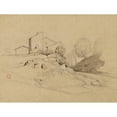 thumbnail image 2 of Jean-Achille Benouville 18x15 Gold Ornate Wood Frame and Double Matted Museum Art Print Titled - Landscape (House on a Promontory) (19th Century), 2 of 4