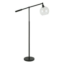 Evelyn&Zoe Dardan 60.62" Tall Floor Lamp with Glass shade in Blackened Bronze/Seeded