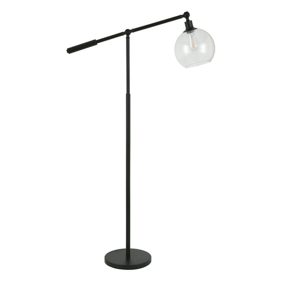 Evelyn&Zoe Dardan 60.62" Tall Floor Lamp with Glass shade in Blackened Bronze/Seeded