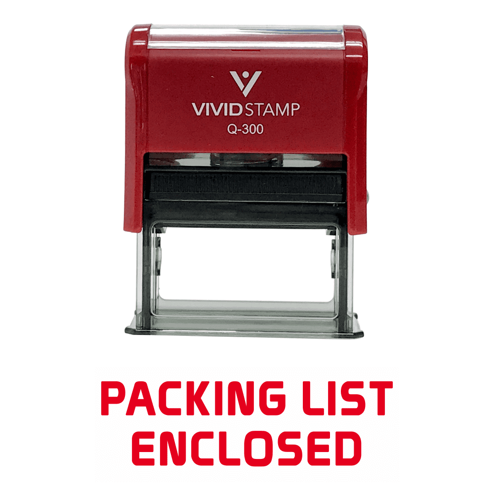 (3 pack) Vivid Stamp PACKING LIST ENCLOSED Self Inking Rubber Stamp (Red Ink) - Large